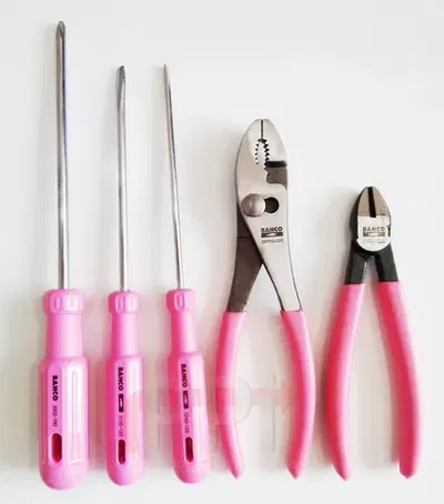 Set pinzas y destornilladores 5 piezas PINK