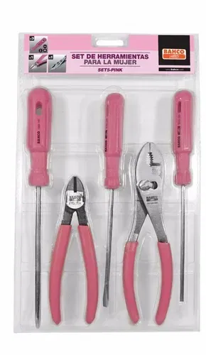 Set pinzas y destornilladores 5 piezas PINK