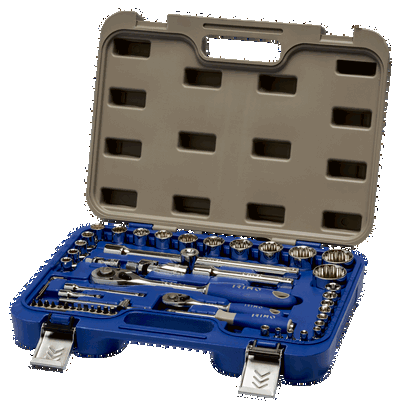 Juego de bocallaves hexagonales de 1/4"-1/2", pulgadas, 53 piezas