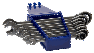 Juego de 8 llaves combinadas con crique con soporte