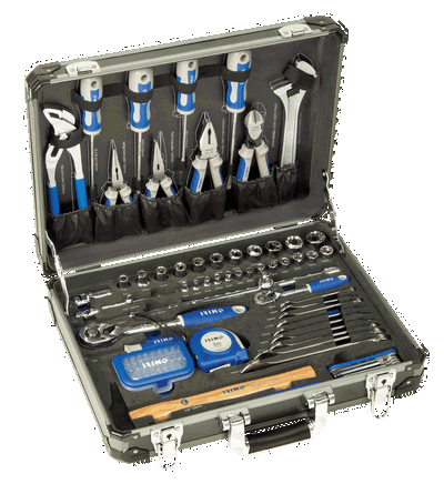 Caja de herramientas de aluminio con 97 herramientas