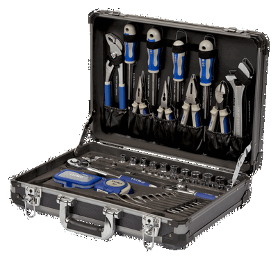 Caja de herramientas de aluminio con 97 herramientas