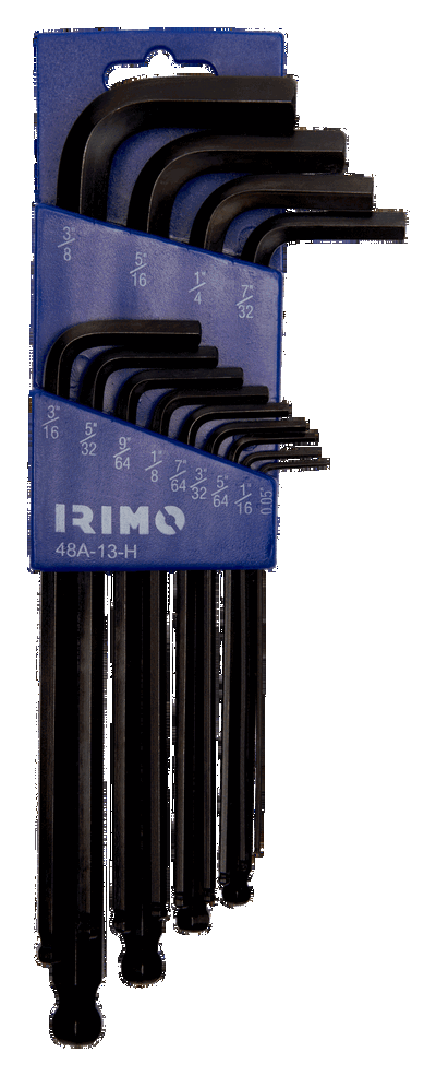 Juego de llaves tipo allen pavonadas con punta de bola larga, pulgadas (13 piezas)