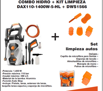 COMBO HIDROLAVADORA + KIT LIMPIEZA