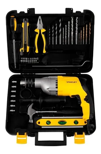 Taladro de 13mm  800W con  percutor + accesorios con maletín 