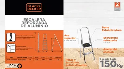 Escalera aluminio  2 Escalones 150 Kgrs