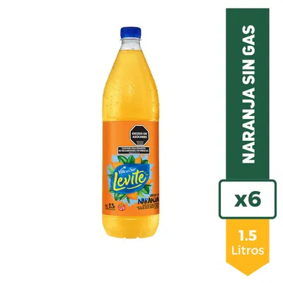 Pack6 Agua Saborizada Levite Naranja sin gas x 1500 cm3
