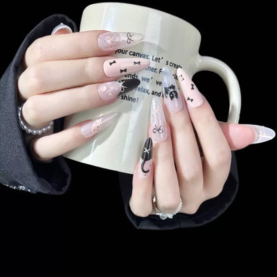 Uñas press on black cat 