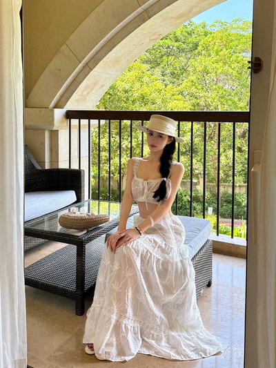 Conjunto 2 piezas top + maxifalda veraniega 