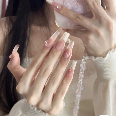 Uñas press on cuadradas ribbon