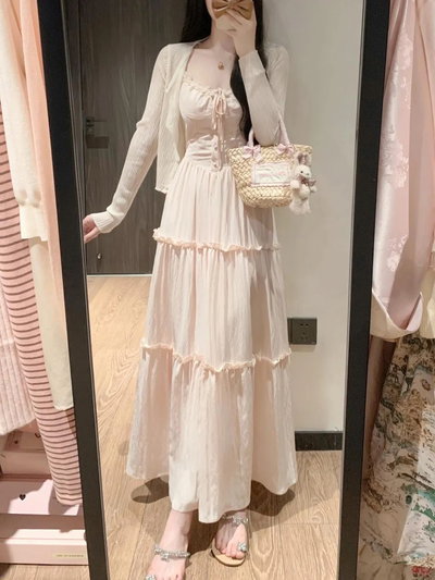 Vestido largo estilo francés liso