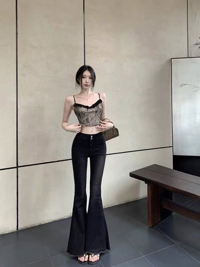 Pantalón Oxford deslavado tiro medio 