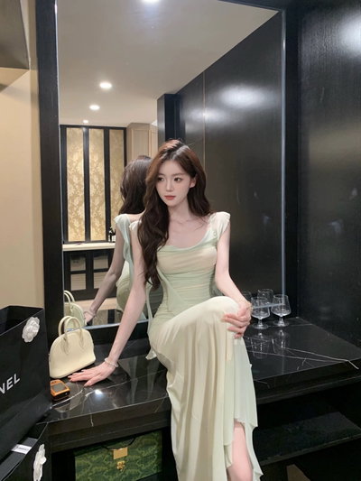  Vestido del tul y tiras largo 