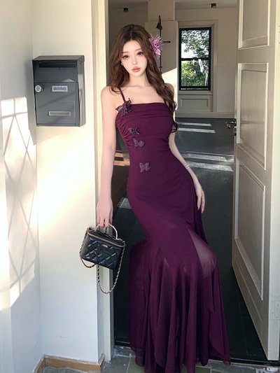 Vestido butterfly de tul y tirantes 