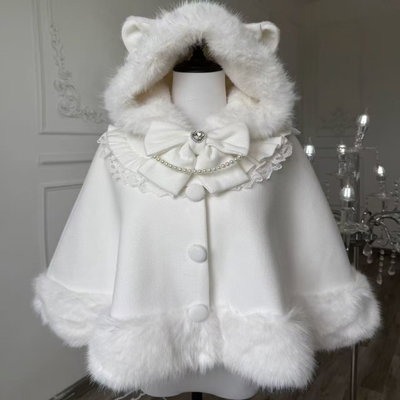 Capa con capucha estilo Lolita blanca 