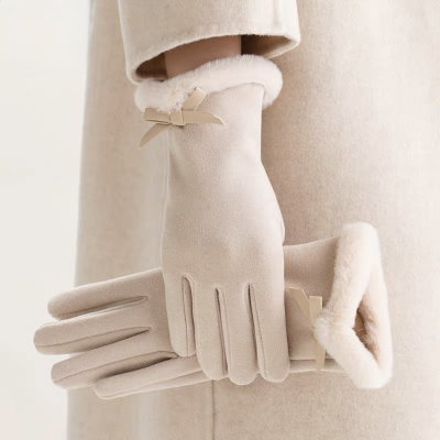 Guantes estilo vintage con peluche 