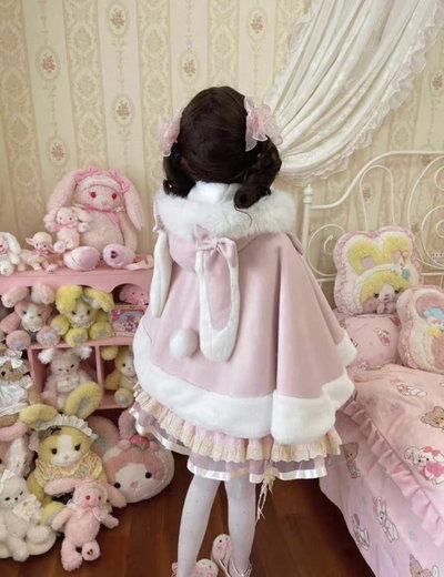 Capa con capucha bunny estilo Lolita 