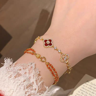 Pulsera piara roja y dorada 