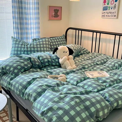 Juego de sabanas a cuadros verde