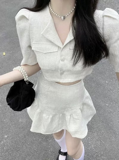 Conjunto saquito+falda de volados 