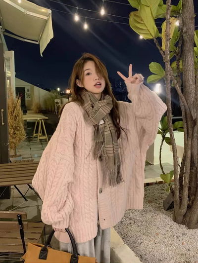 Sweater tejido oversized rosa 