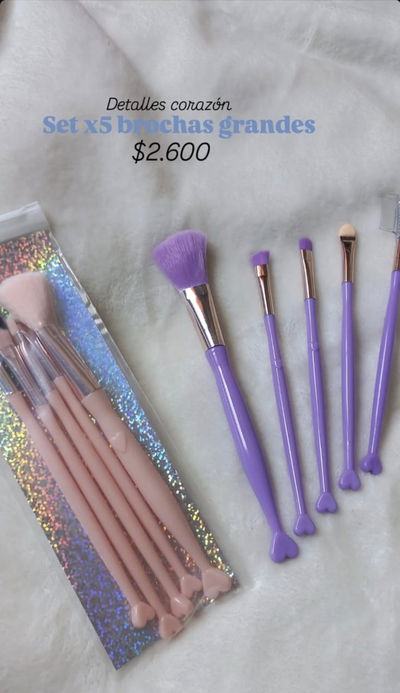 Set x5 brochas corazon