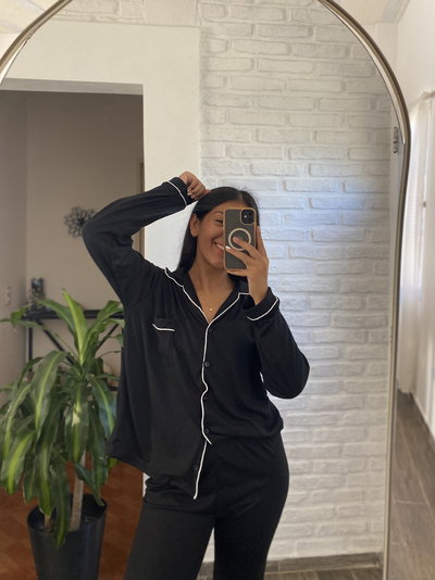 Pijama camisero negro