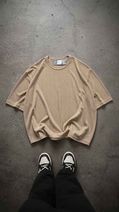 Remera Oversize Texturada Beige