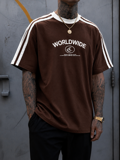 Remera Oversize Negra Con Rayas Worldwide 
