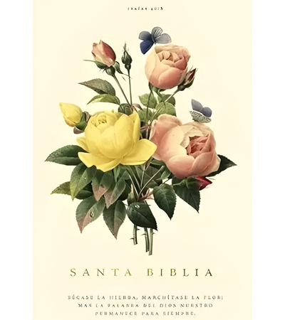 Biblia Reina-Valera 1960, Palabras De Jesús En Rojo, Letra 10 Pt, 14×22, Tapa Dura, Floral