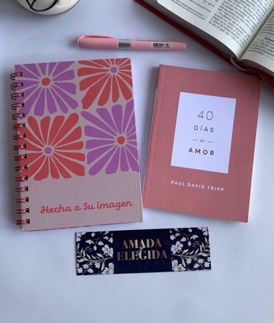 Combo Libro 40 días, libreta td, señalador y resaltador pastel