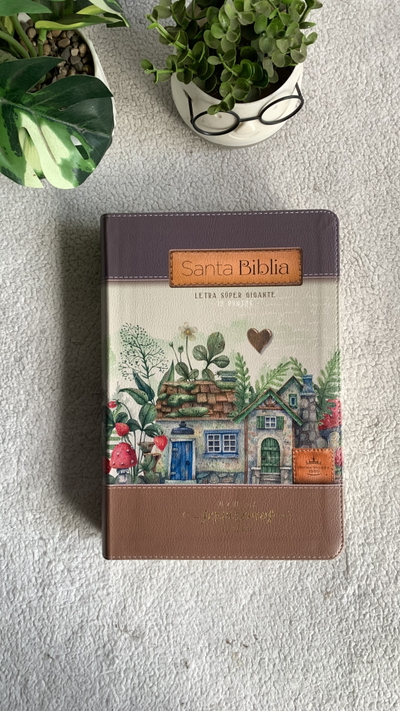 Biblia Reina Valera letra supergigante 19 puntos flores violeta