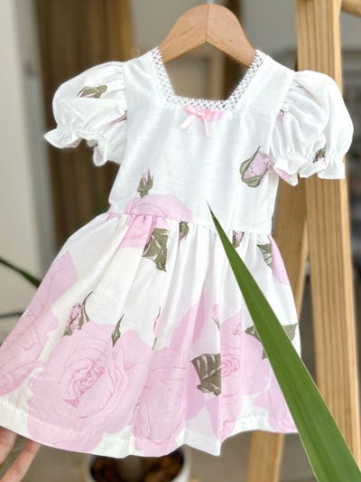 Vestido Flores Rosas Princesa
