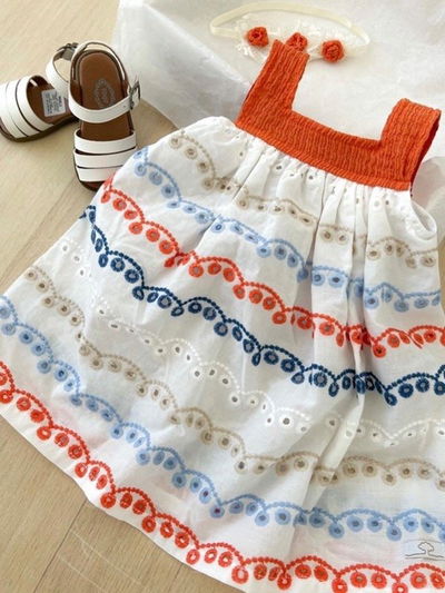 Vestido Broderie Naranja