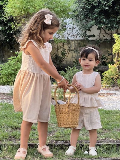 Vestido Broderie flame Beige