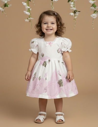 Vestido Flores Rosas Princesa