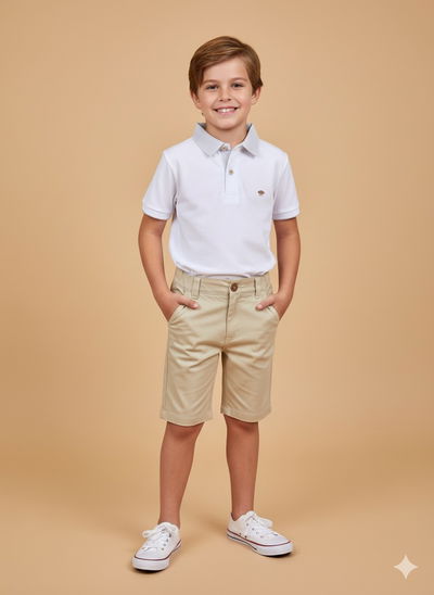 Chomba con cuello Lino Rayado Beige 