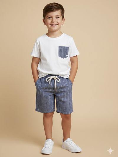 Remera con Bolsillo Lino Azulino 