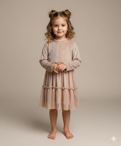 Vestido Plush Dorado Tull