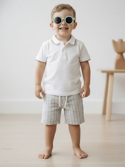 Bermuda Lino Rayas Celeste