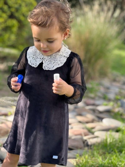 Vestido Plush y Tull Negro