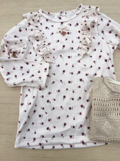 Remera Flores Bordo