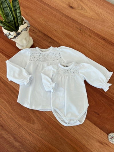 Remera Blanca Broderie