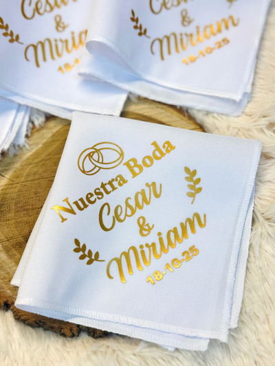 Pañuelo Blanco de Boda "Anillos"
