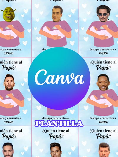 Plantilla ¿Quien es el papá? fondo celeste