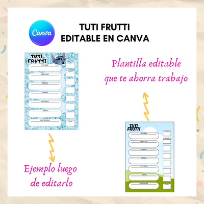 Tuti Frutti Editable en Canva 