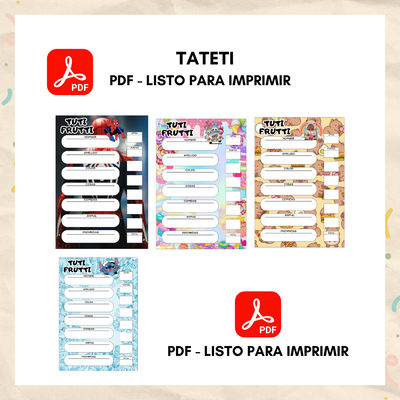 Tuti Frutti Temático – PDF Listo para Imprimir 