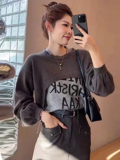 Conjunto largo tres piezas gris