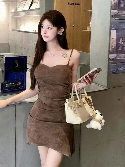 Vestido tiras marron