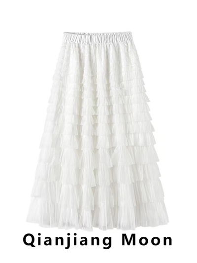 Pollera multicapas blanco